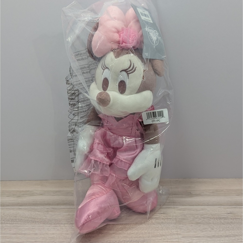 Disney Store Minnie Mouse Valentine's Day Plush Pink Bow Dress New w/Tags